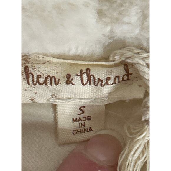 Hem & Thread Women’s Small Sherpa Pullover Cream Chevron Quarter Zip NWT - Picture 9 of 10